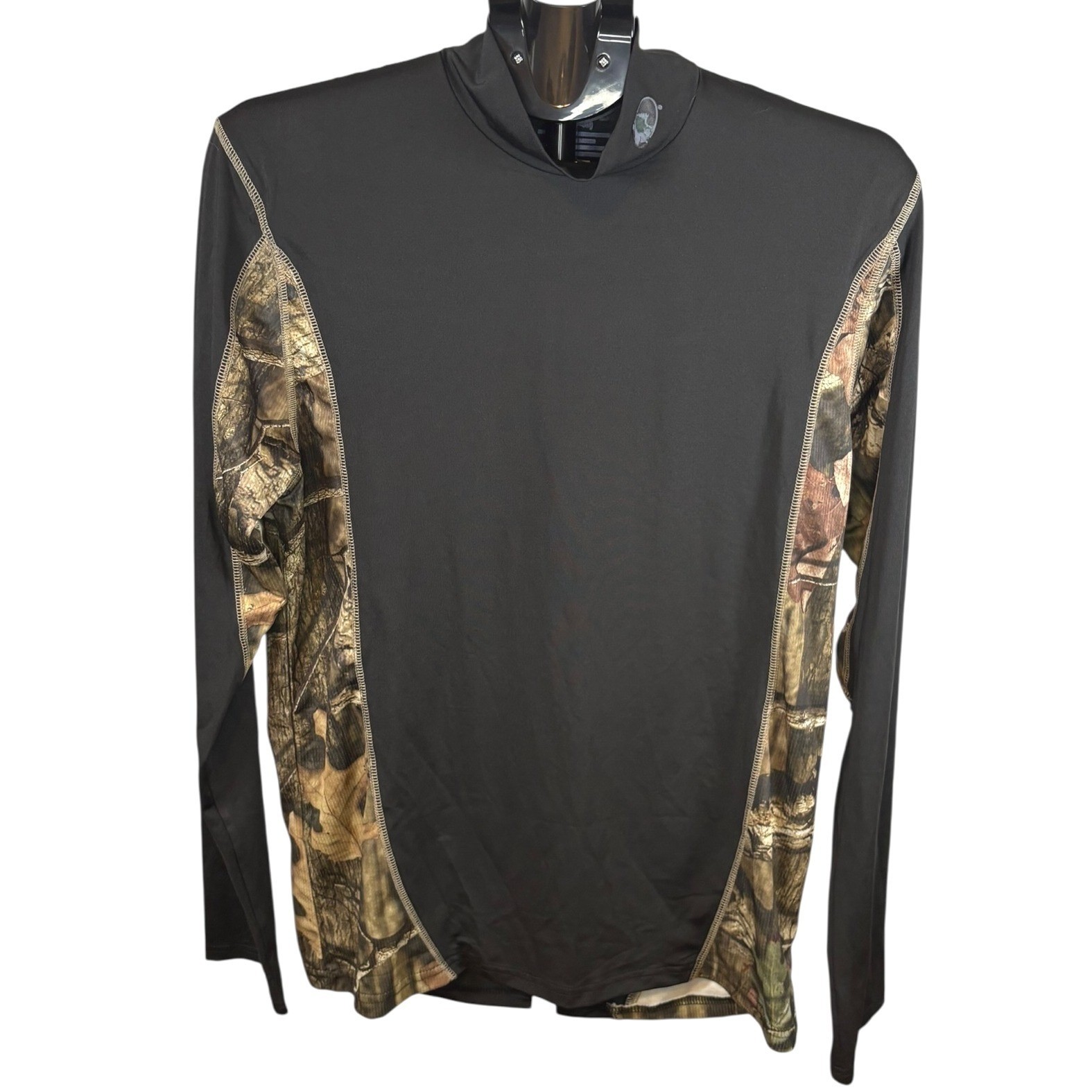 Mossy Oak Breakup Infinity Mens Camo Base Layer Mock Neck Shirt Black M WM5514MO gallery