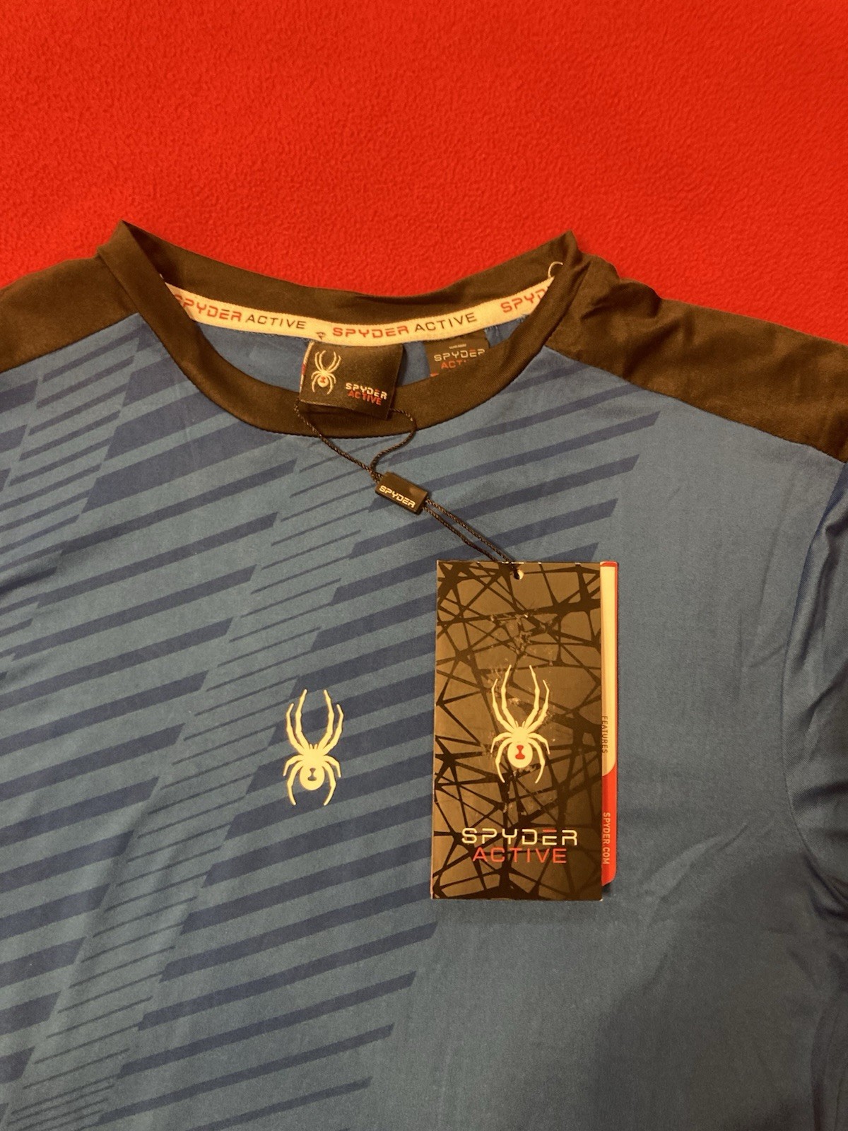 Spyder Active Shirt Men's Size Small Blue With Pocket Short Sleeve Performance gallery