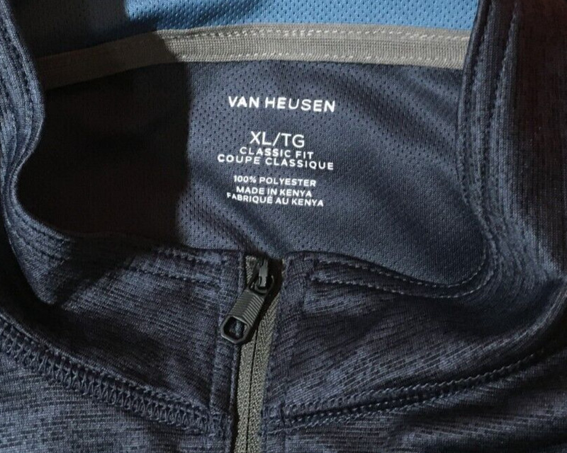 Van Heusen 1/4 Zip Pullover XL Blue Charcoal Classic Fit Performance Chest 51" gallery