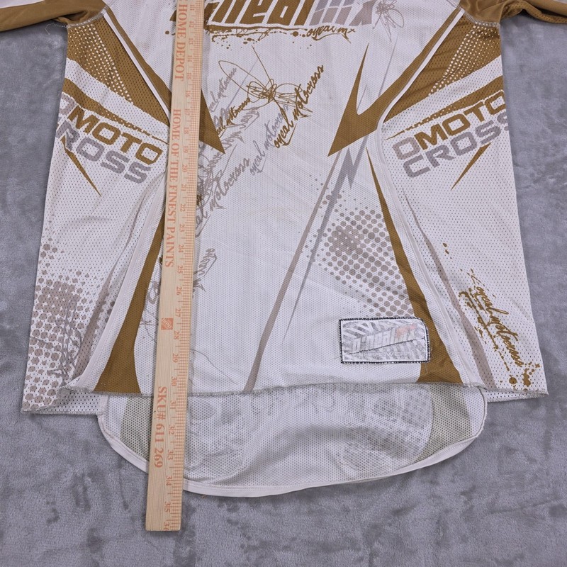 O'Neal MX Motocross Jersey Shirt Mens Large White Gold Long Sleeve Mesh Raglan gallery
