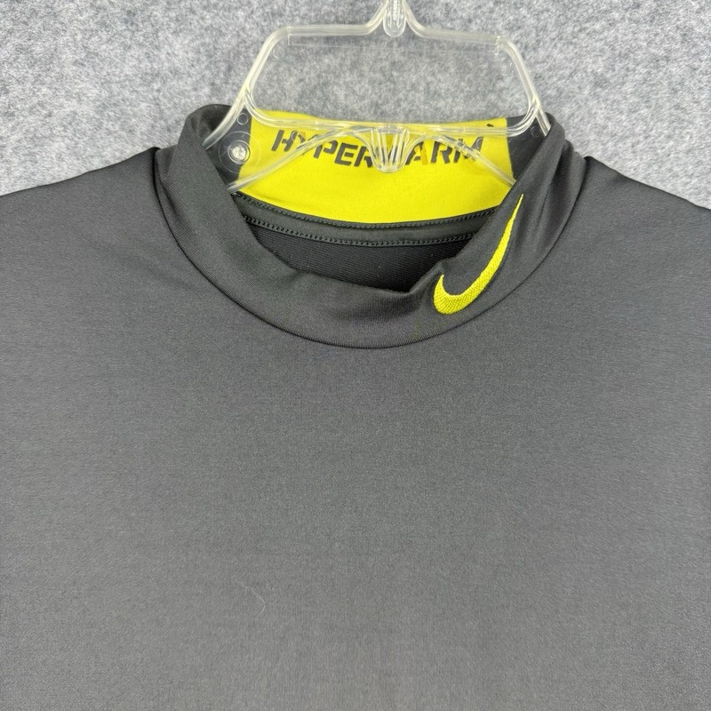 Nike Pro Combat Hyperwarm Compression Shirt L Fitted Dri-Fit Neon Yellow Gray gallery