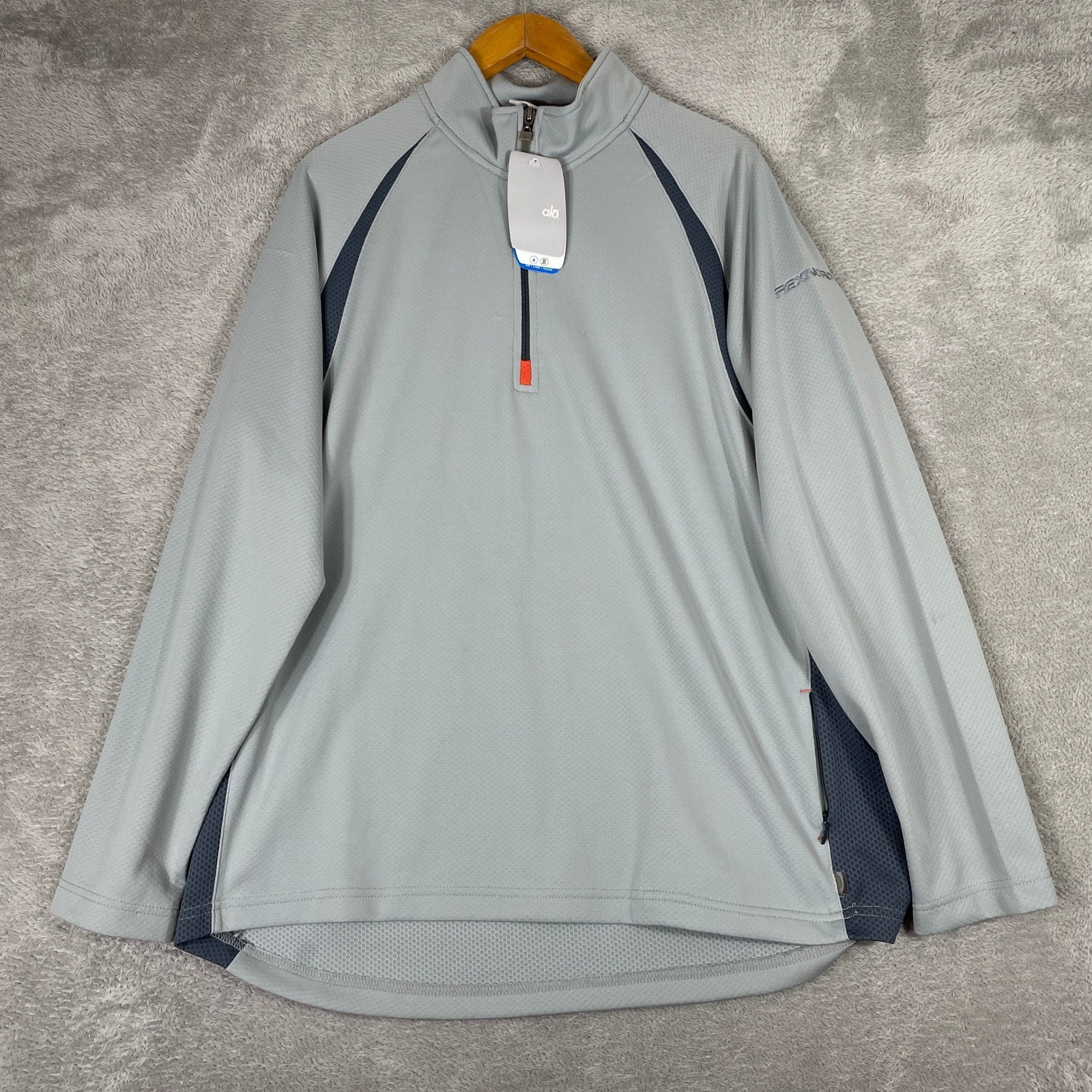 Alo Quarter Zip Pullover Mens XL Gray Rexnord Logo CoolFit Performance Shirt gallery
