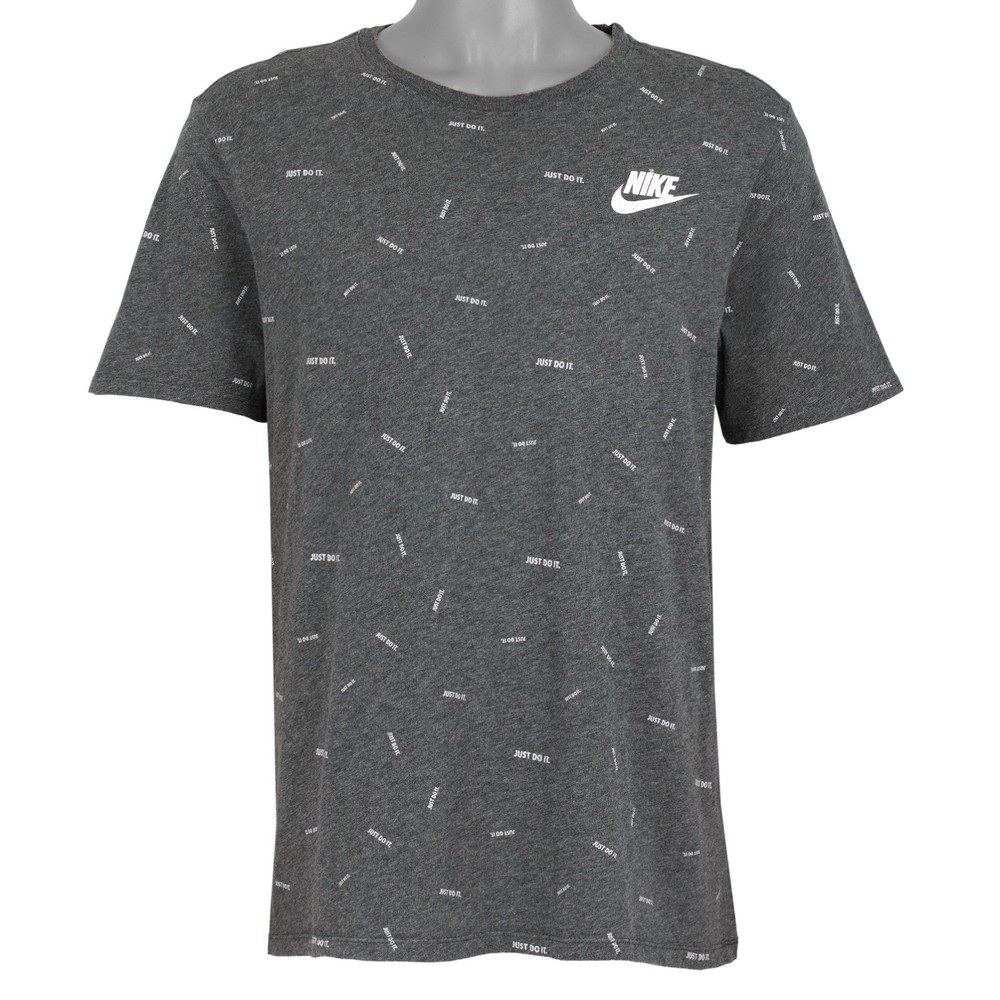 Nike Mens L Gray Just Do It All Over Print T-Shirt