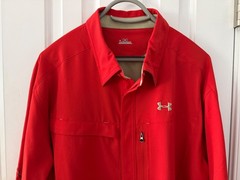 Under Armour Vented Hiking Fishing Hidden Button Up Shirt, Men’s XL