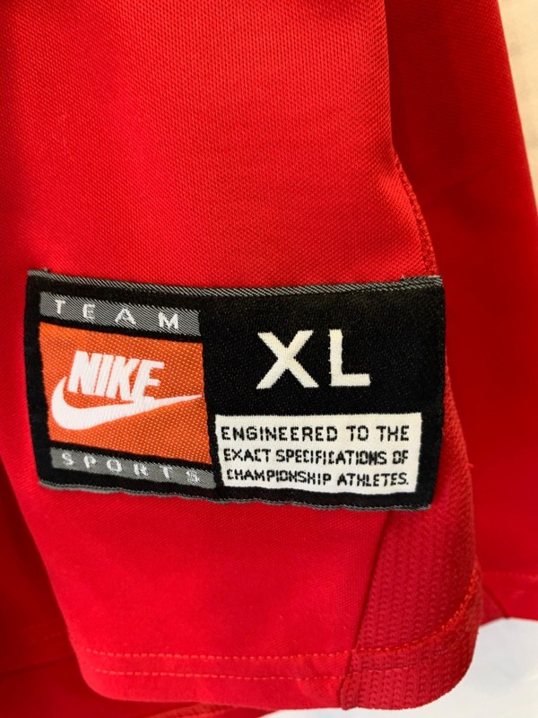 Vtg 90s Nike Blank Soccer Jersey XL Red White Made in UK Team Sports Premier#235 gallery