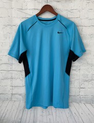 Nike Mens Dri Fit Short Sleeve T-Shirt – Turquoise Blue / Black – Medium
