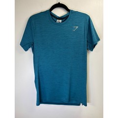 Gymshark Mens T Shirt Blue Melange Athletic Gym Workout Short Sleeve Size S