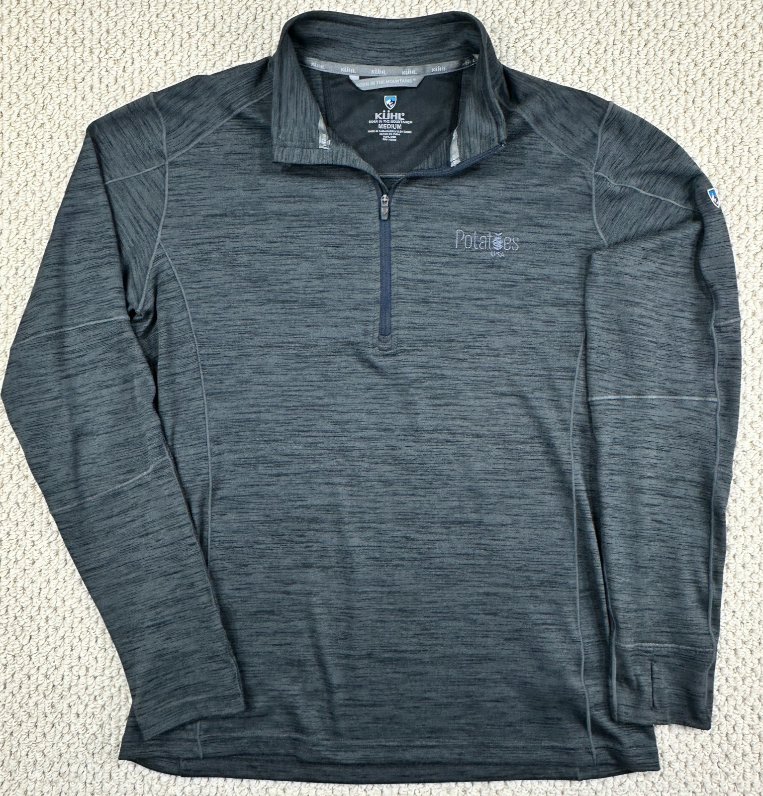 Kuhl Alloy 1/4 Zip Pullover Mens M Graphite Long Sleeve Performance Thumb Loop gallery