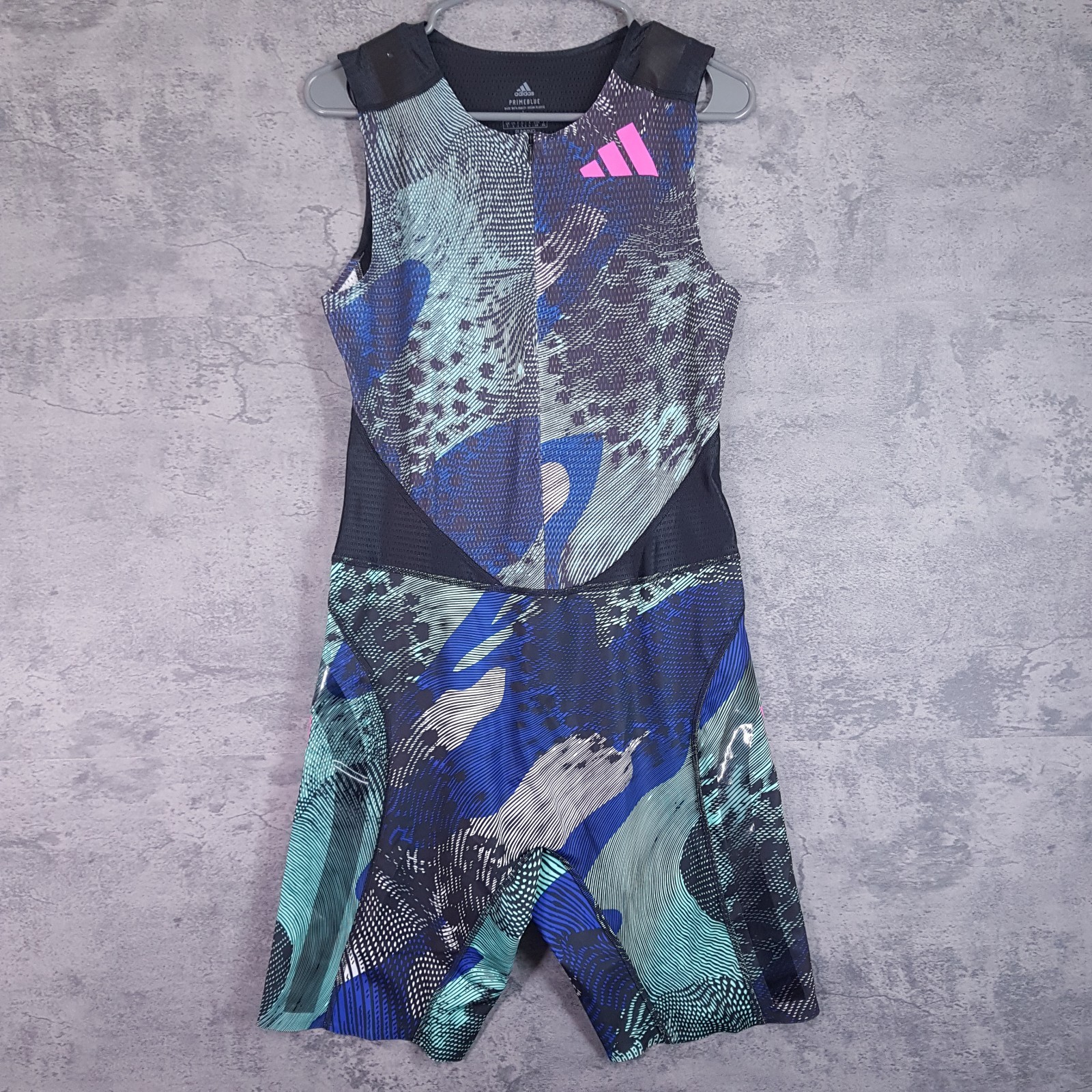 ADIDAS Pro Elite Sleeveless Running Suit Mens LARGE Black Blue Pink HN8038 gallery