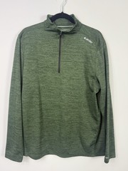 Hi-Tec DRI-TEC 1/4 Zip Pullover Green Mock Neck Long Sleeve, L