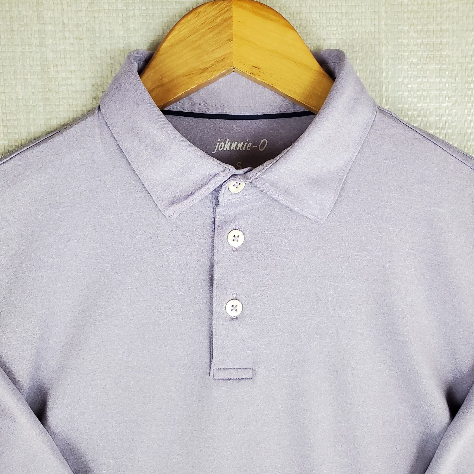 JOHNNIE-O Size Small Mens Performance Polo Shirt Lilac Space Dye Golf gallery