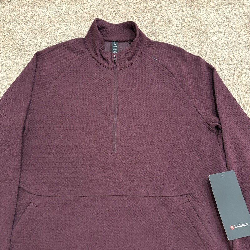 Lululemon At Ease 1/2 Zip Pullover Men’s Medium Maroon Textured Knit NEW gallery