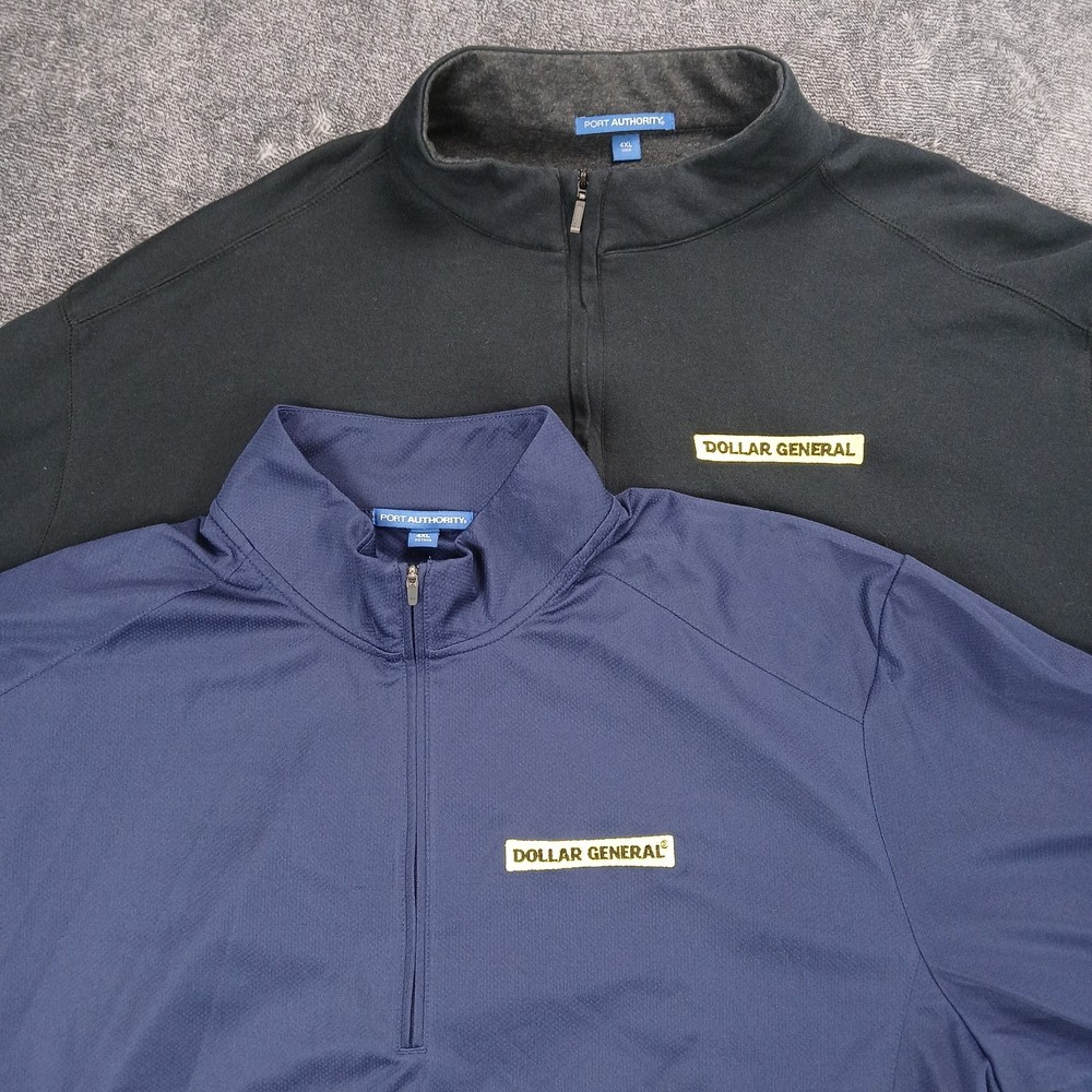 Lot 2 Dollar General Pullover 1/4 Zip Mens 4XL Port Authority Black Navy Logo