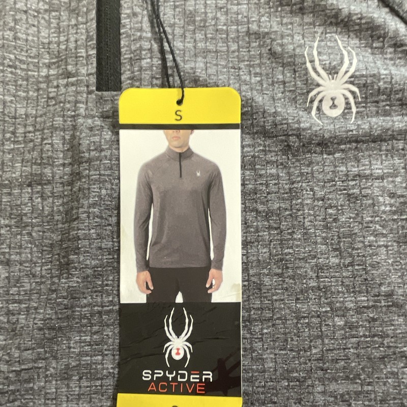 NWT Spyder Active Men’s S Regular Fit 1/4 Zip Long Sleeve Mock Neck Solid Gray gallery