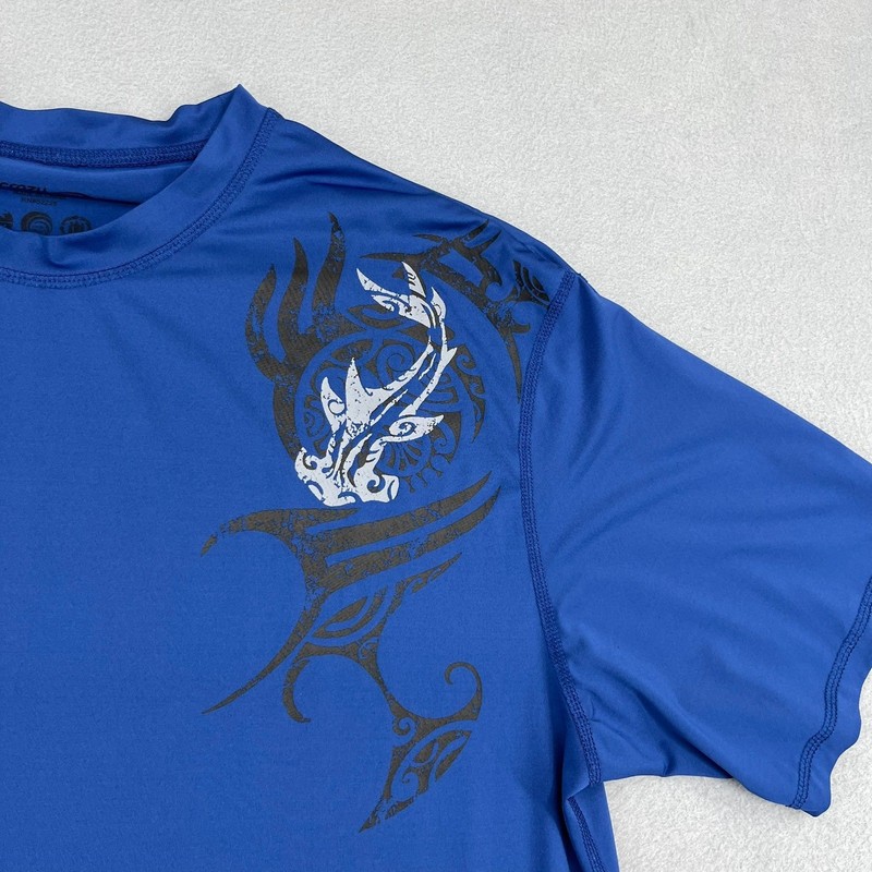 Crazy Shirts Mens XL Blue Tribal Hammerhead Shark Graphic Performance Tee Shirt gallery