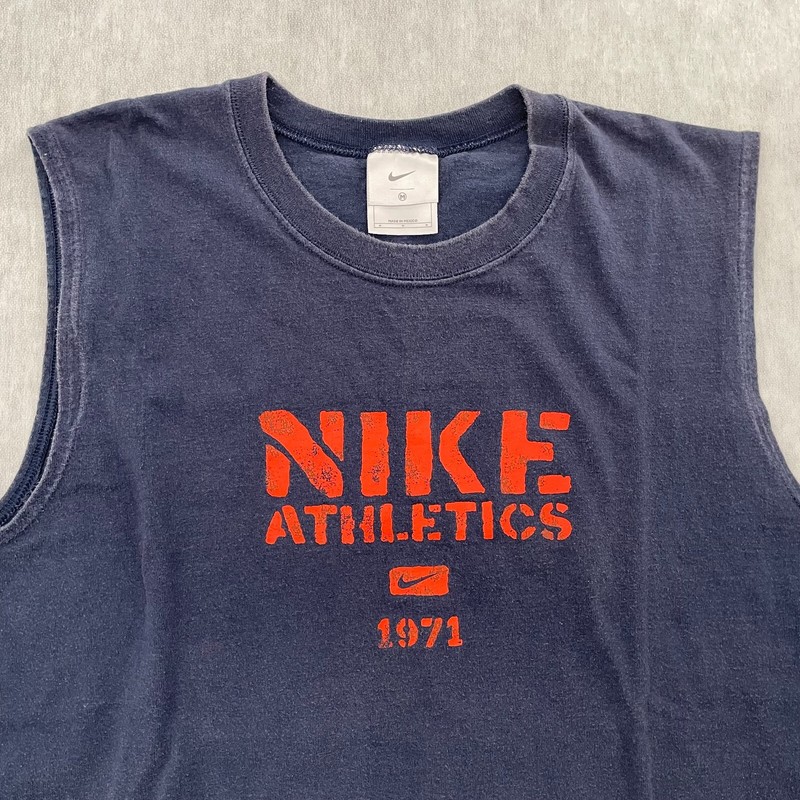 VINTAGE Nike Athletics Shirt Adult Medium Blue Tank Top Center Swoosh Logo Men M gallery