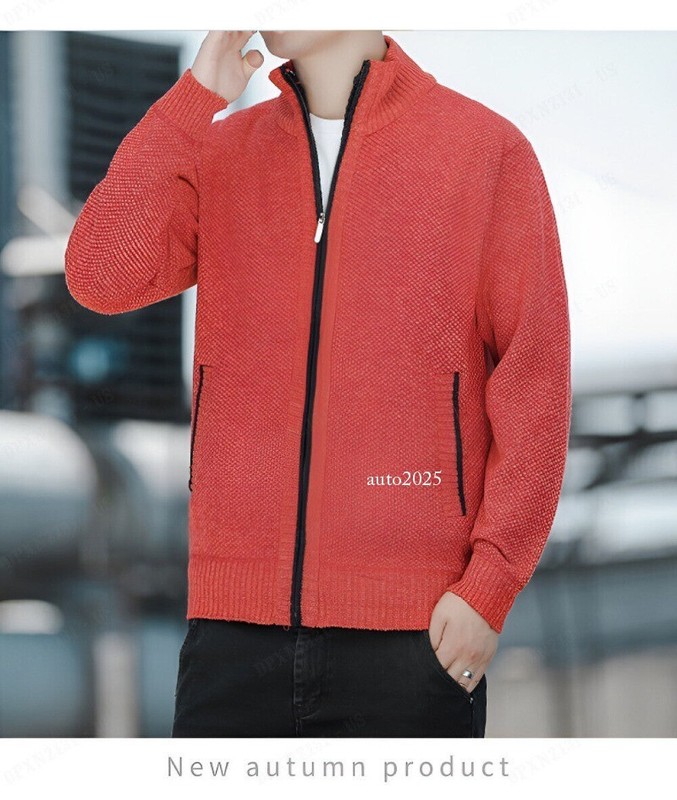 Men's Male Padded Thickened Sweater Cardigan Needle Knitted Fashion Jackets gallery