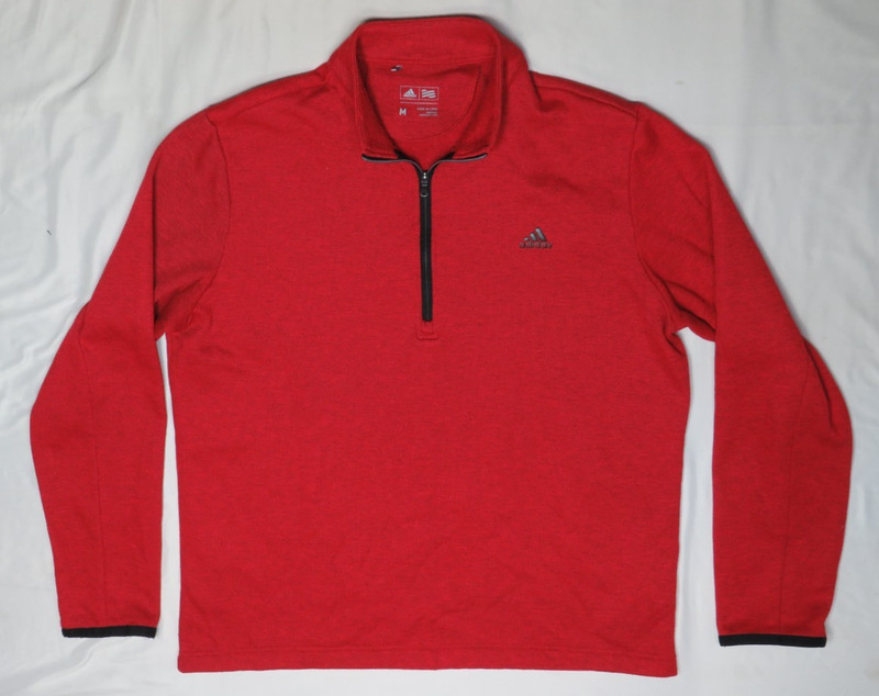 ADIDAS GOLF MENS M RED HEATHER 1/4 ZIP FLEECE POLO PULLOVER 100% POLYESTER 2016 gallery