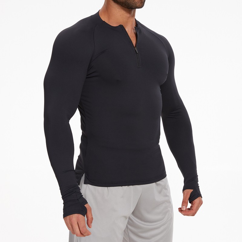 Men's Quick-Dry Active Sport Top Shirts Quarter Zip Long Sleeve Running Outdoor gallery
