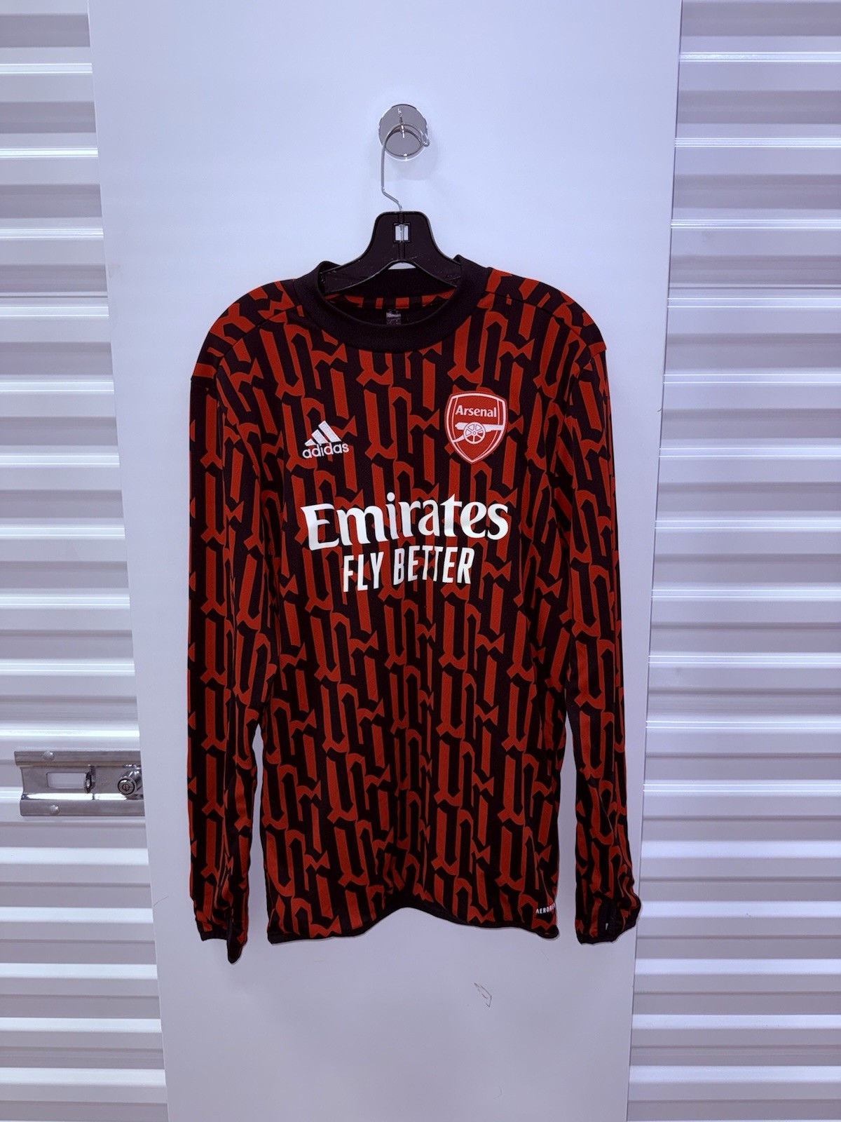 RARE adidas M Arsenal Training Pre Match Warm Top Scarlet Red Black Long Sleeve gallery