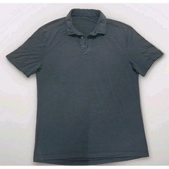 Lululemon Evolution Polo Shirt Short Sleeve Mens Sz L Blue Logo Solid Active