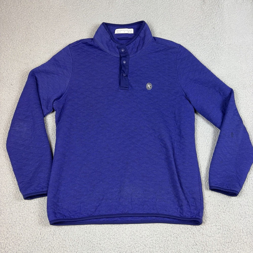 Holderness Bourne Pullover Men Medium Blue Golf Performance Casual 1/4 Snap