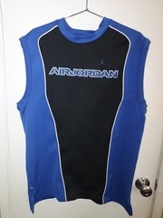 Jordan Air Jordan L Blue Black Mesh Basketball Jersey Tank Top Sleeveless
