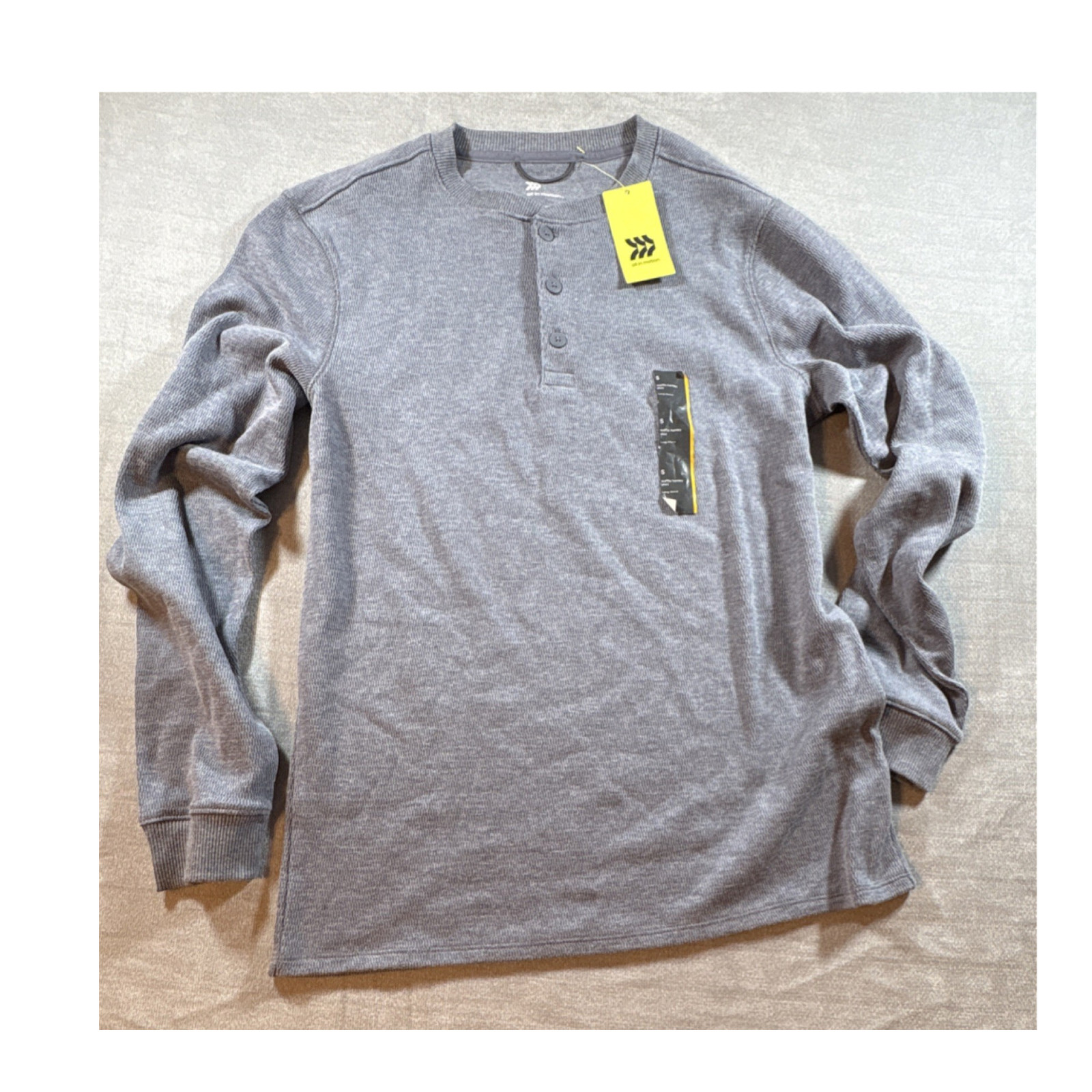 All in Motion Men's Waffle Henley Long Sleeve Shirt Gray Size S gallery
