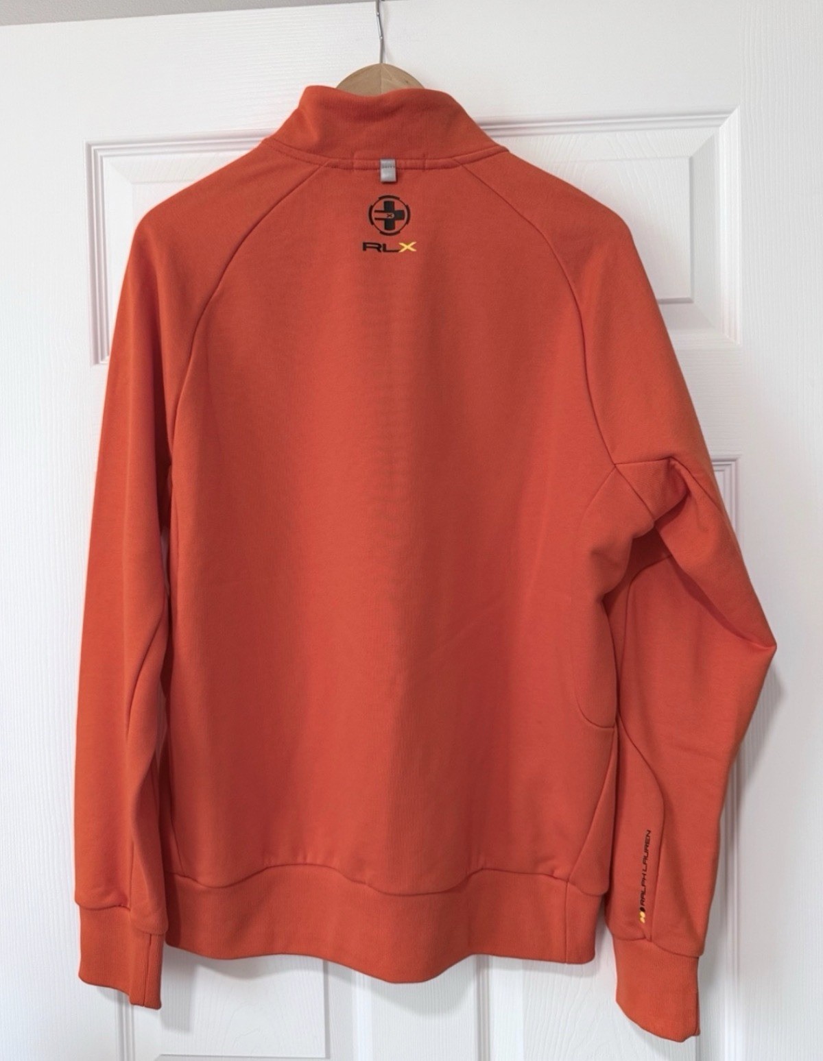RLX Ralph Lauren Men’s 1/4 Zip Mock Neck Pullover Pockets Orange Brand New Large gallery