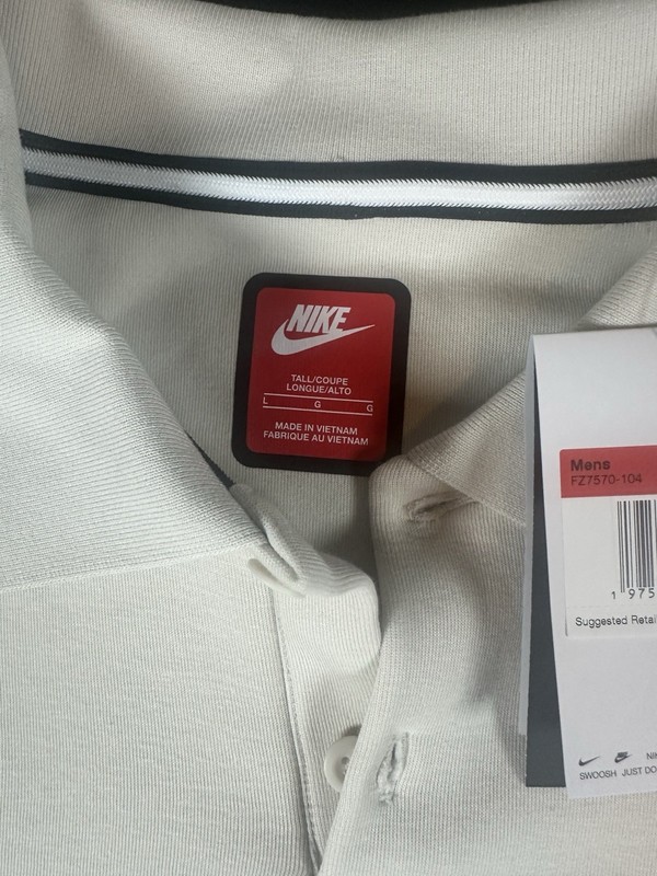 Nike Tech Fleece Reimagined Long Sleeve Polo ‘Beige’ (size mens L-Tall) LT NWT gallery