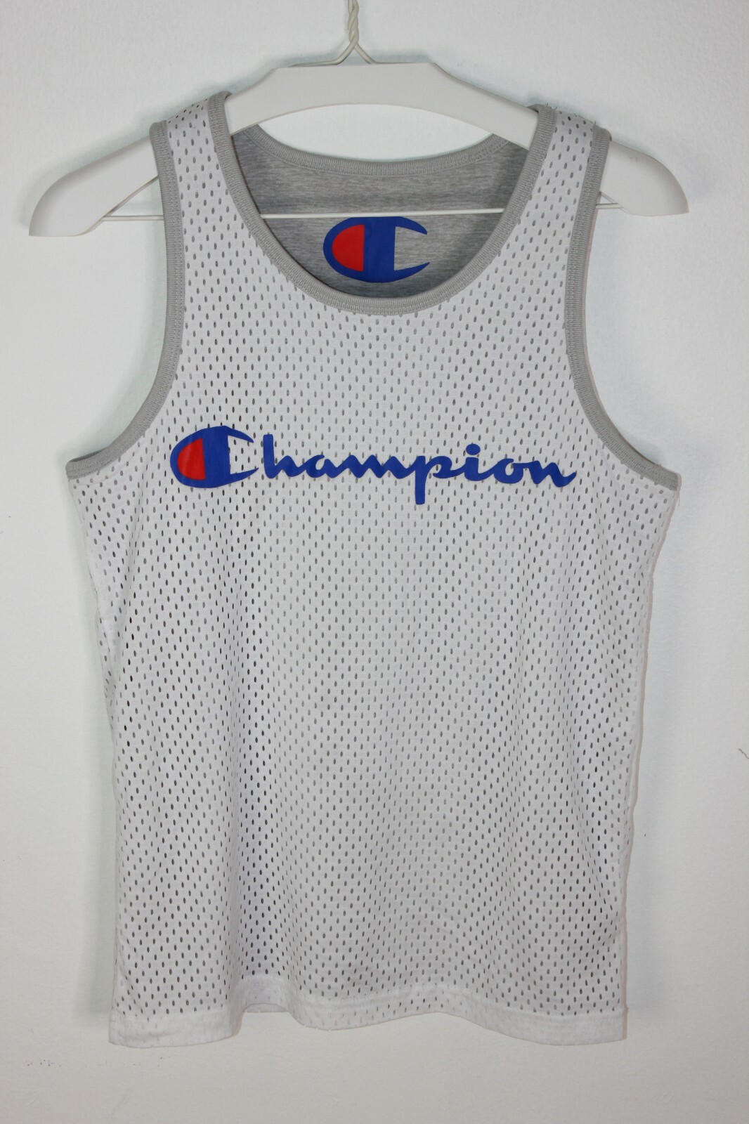 Champion Men's Reversible Mesh Tank Top Gray/White SEE MEASUREMENTS! gallery