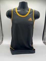 Adidas Mens Tank Top Small Climalite Athletic Gray Gold Trim DU1669