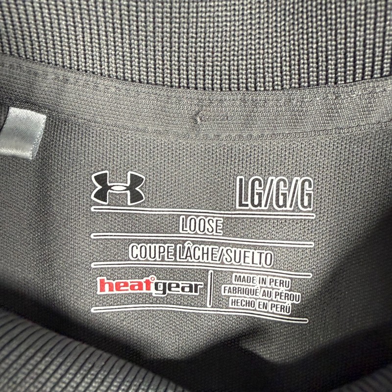 Under Armour Polo Mens L Gray Heatgear Loose Fit Short Sleeve Golf Athletic Shir gallery