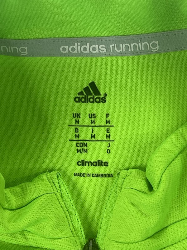 Adidas Running Climalite 1/4 Zip Pullover Green Reflective Strips Men’s Medium gallery