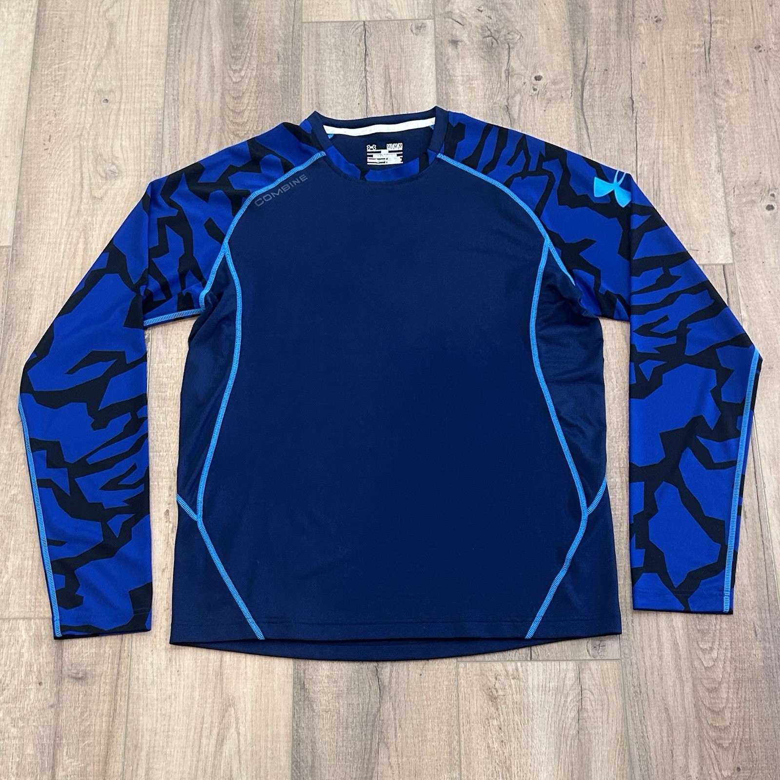 Under Armour Blue UA Combine Contrast Long Sleeve Training Shirt Mens M gallery