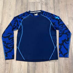 Under Armour Blue UA Combine Contrast Long Sleeve Training Shirt Mens M
