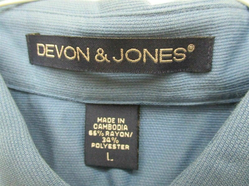 DEVON & JONES Shirt Men's Size L Button-Up NAUTILUS Blue Short Sleeve gallery