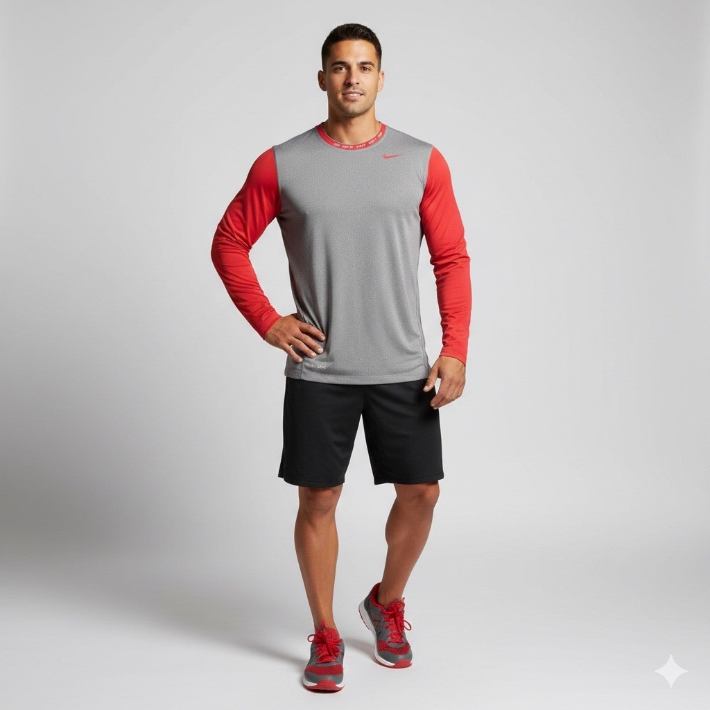 Nike Pro MLB Authentic Collection Mens Medium Top Grey Red Long Sleeve Training gallery