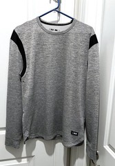 MSX By Michael Strahan Mens Gray & Black Premium Terry Long Sleeve Shirt