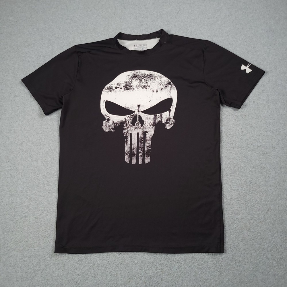The Punisher Under Armor Compression Shirt Men 2XL Black Marvel Alter Ego Gym