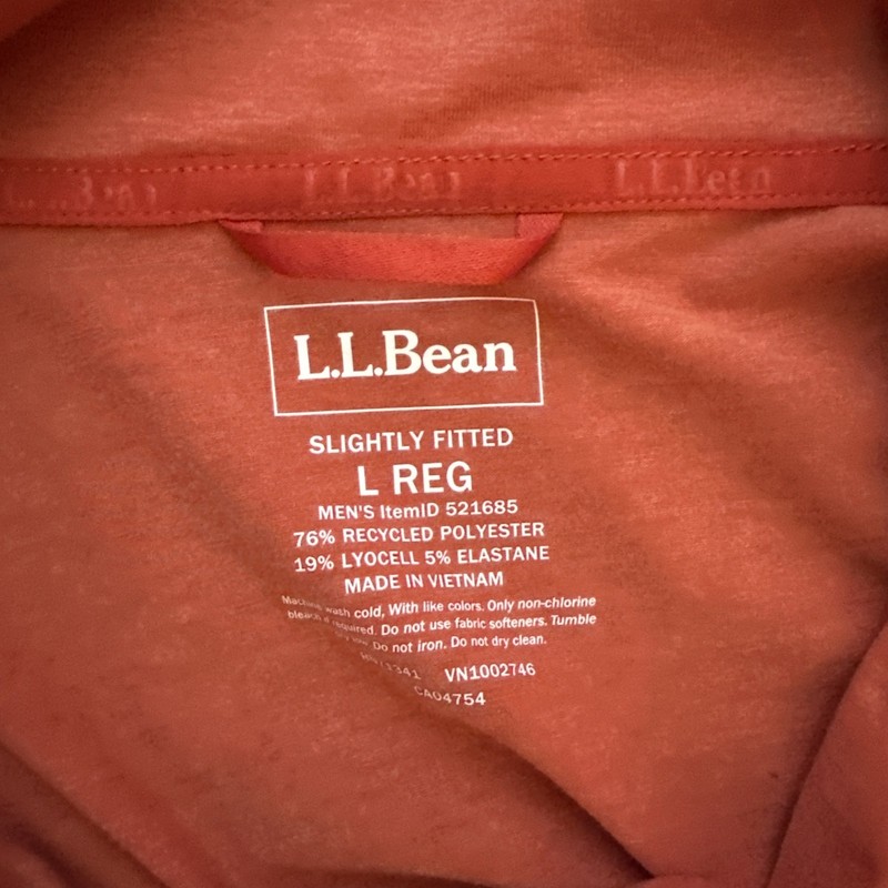 LL Bean Mens L Orange 1/4 Zip Pullover Slightly Fitted 521685 Performance EUC gallery
