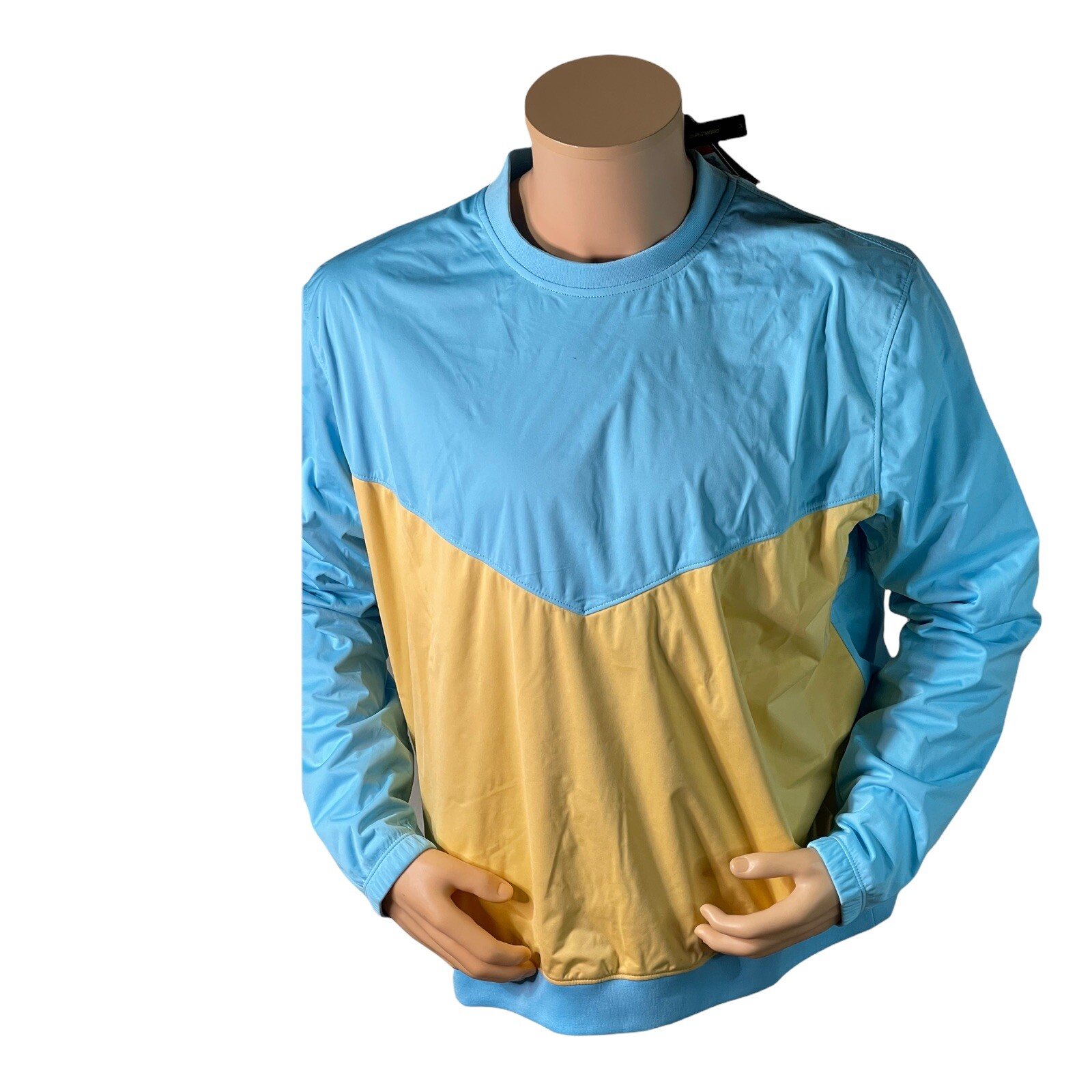 Men’s Nike Shield Victory ‘Blue Yellow’ Long Sleeve Golf Shirt CI8986-496 Sz XL gallery