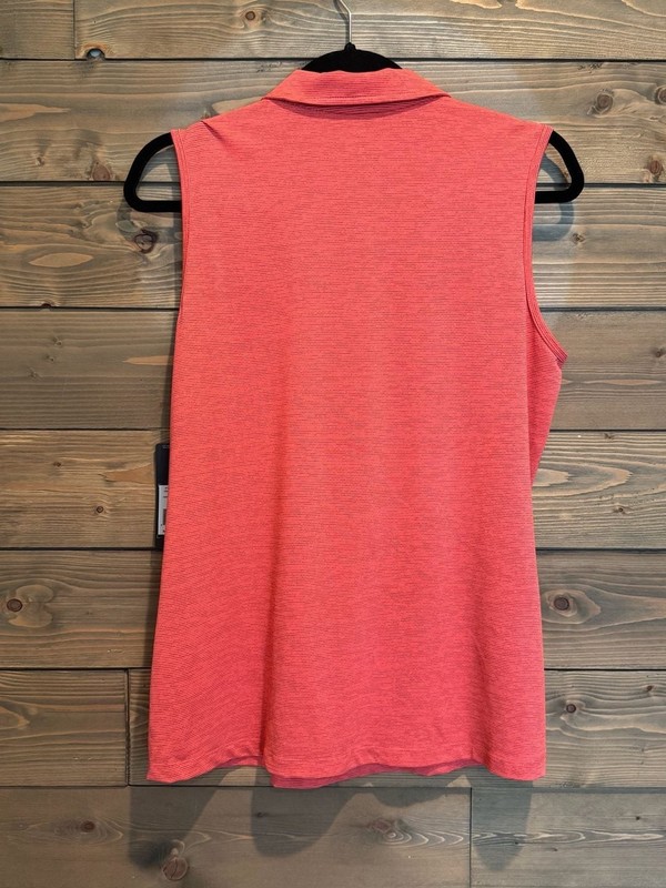 adidas Women's Sleeveless Space Dye Golf Polo in Semi Turbo NEW L gallery