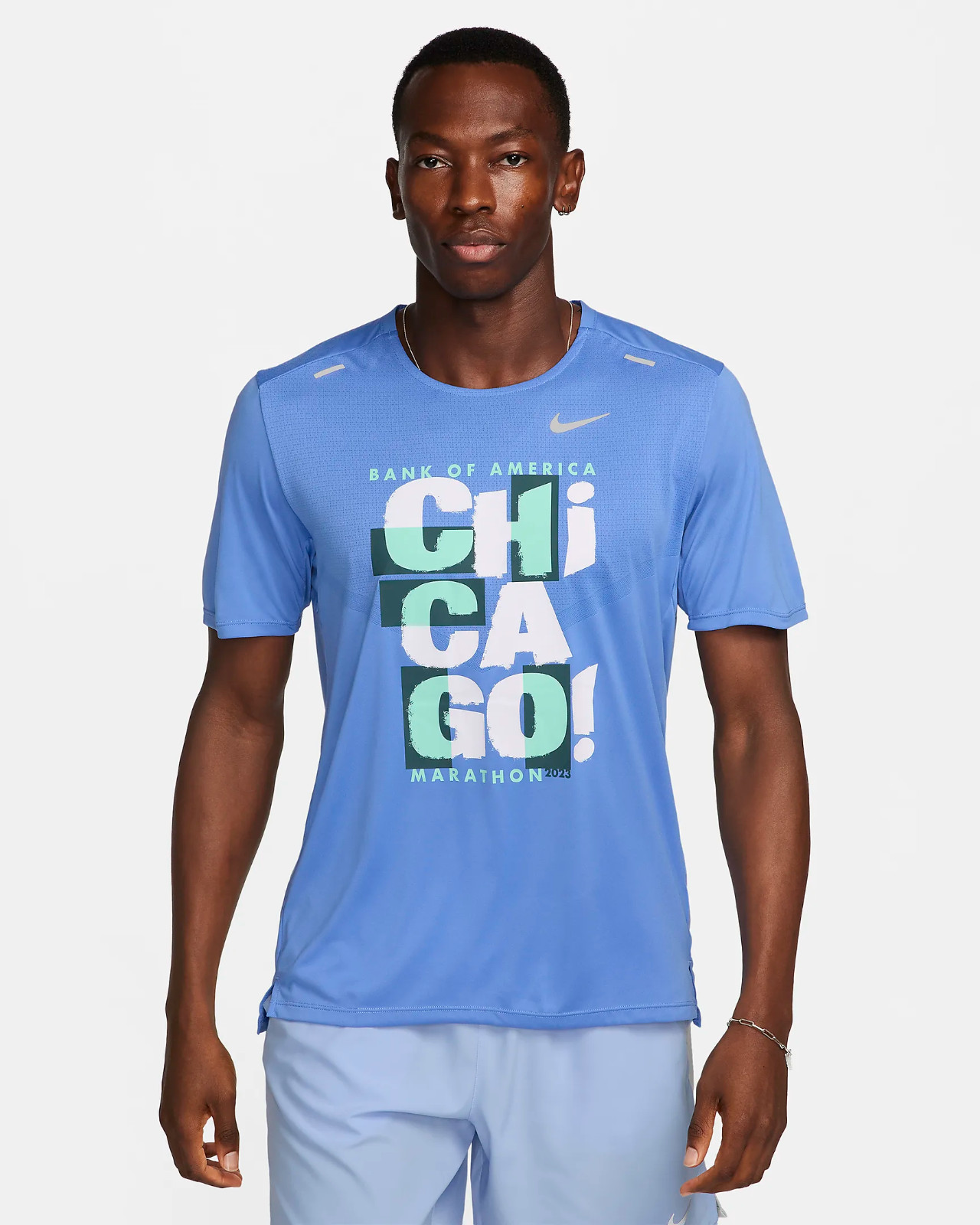Nike Top Shirt Rise 365 Running Chicago Marathon 23 FD2689-450 Blue Men's Large gallery