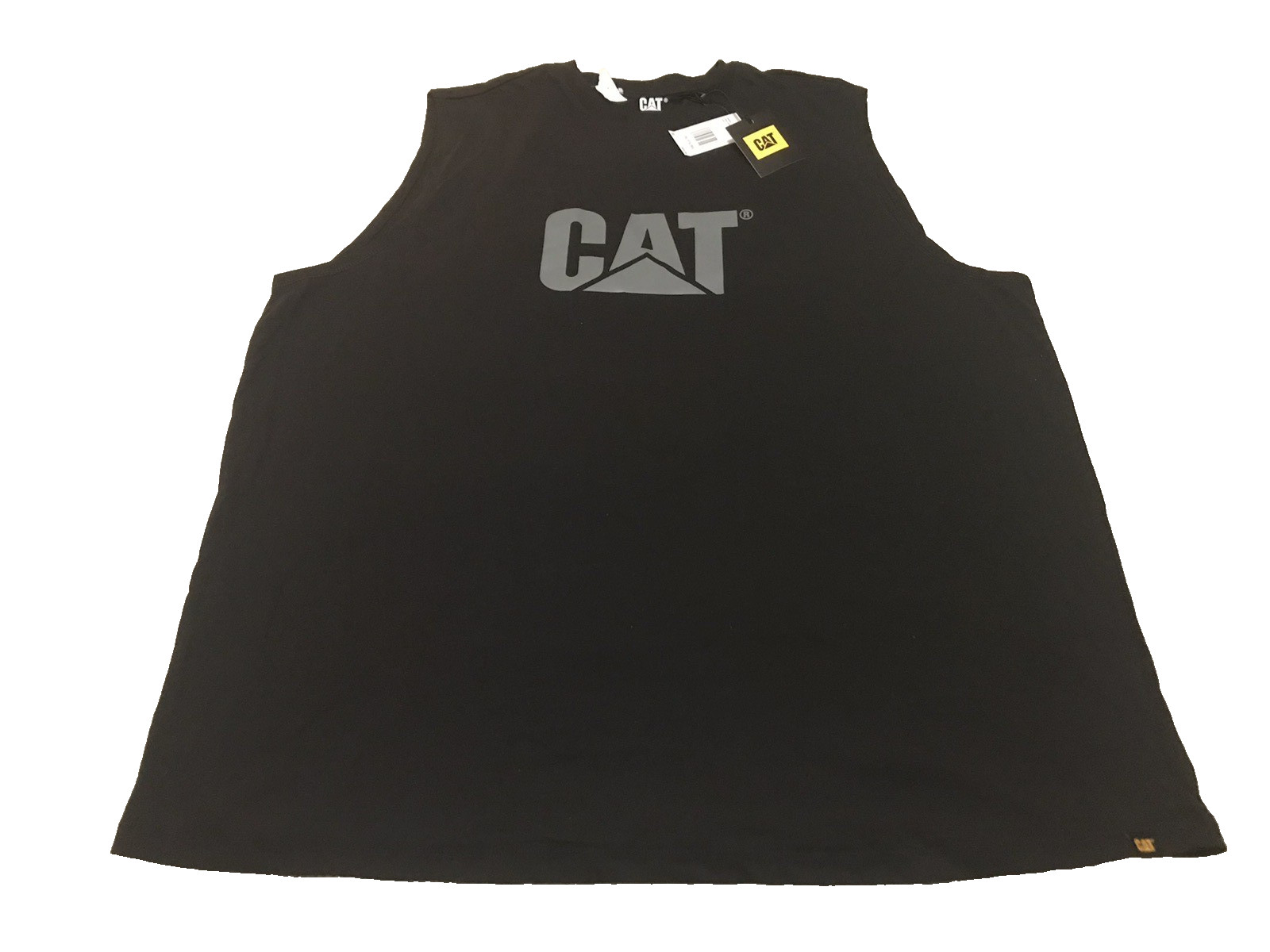 Caterpillar CAT Men 2XL Tank Top Muscle Tee Black Sleeveless Gym Logo Training gallery