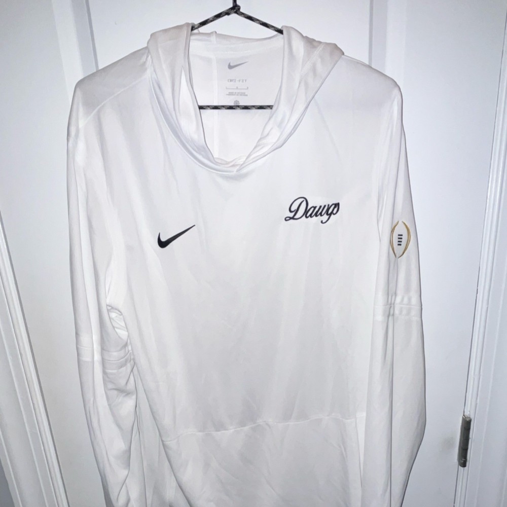 Nike Dri-FIT Dawgs Playoff Team Issued White Lightweight Pullover Hoodie L