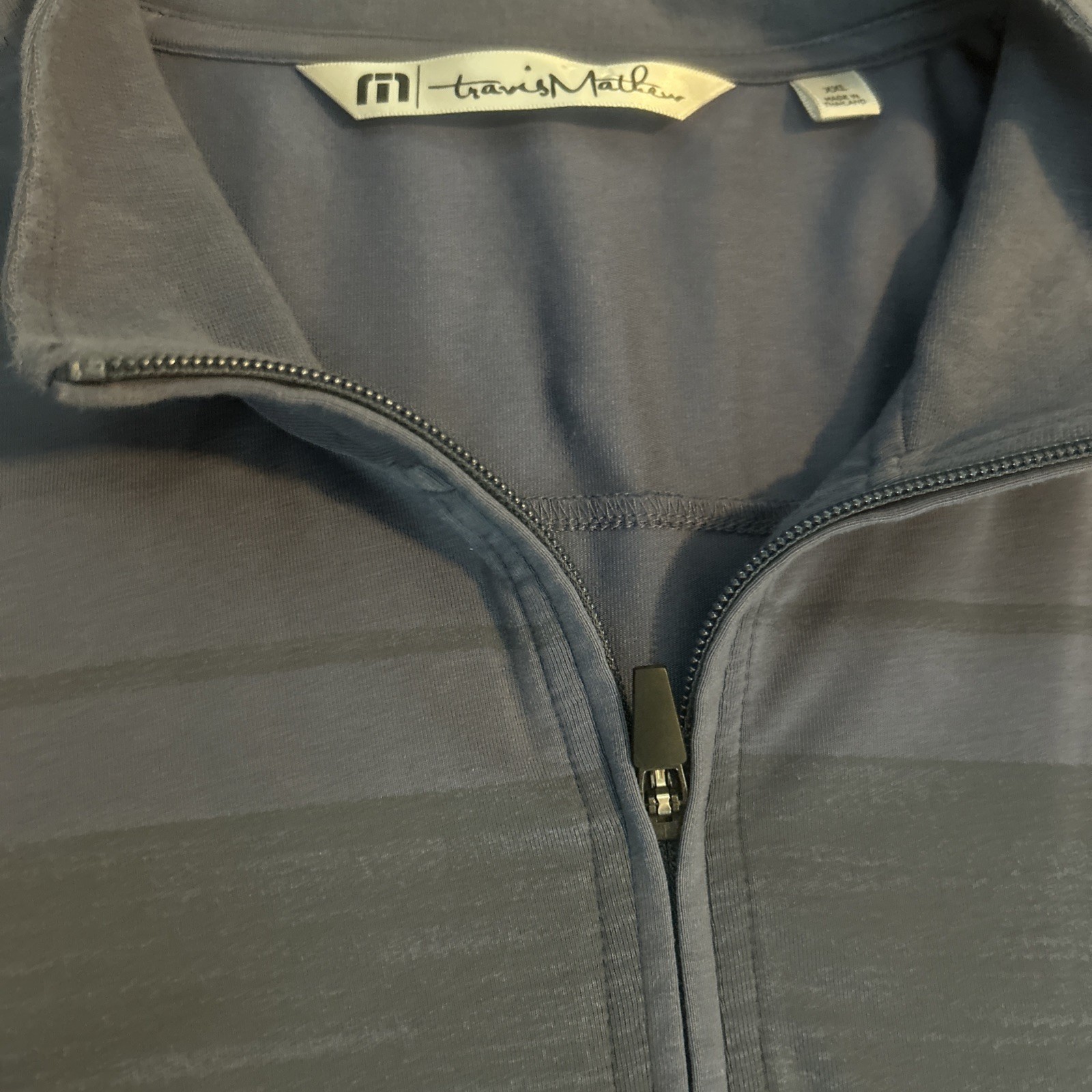 Travis Mathew Pullover Mens XXL Quarter Zip Lightweight Mock Golf Blue Striped gallery