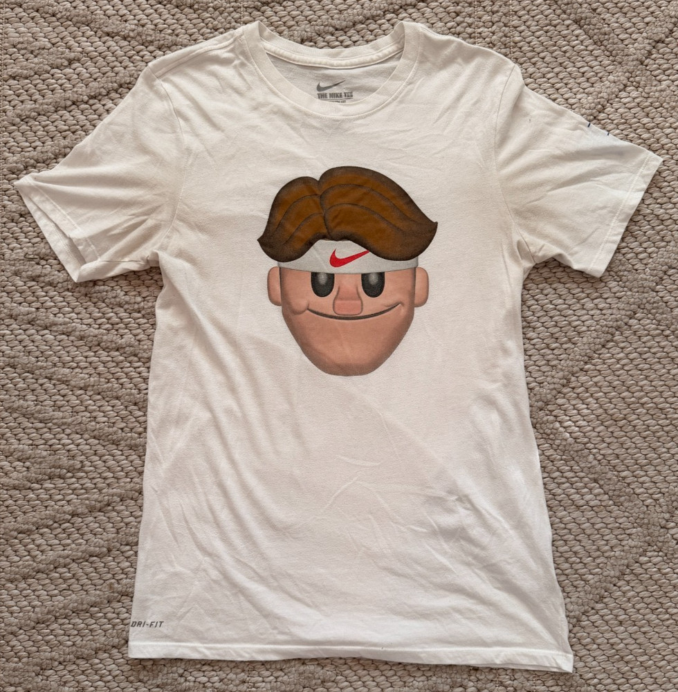 Rare Roger Federer Emoji Nike T-Shirt Medium Atheletic Cut