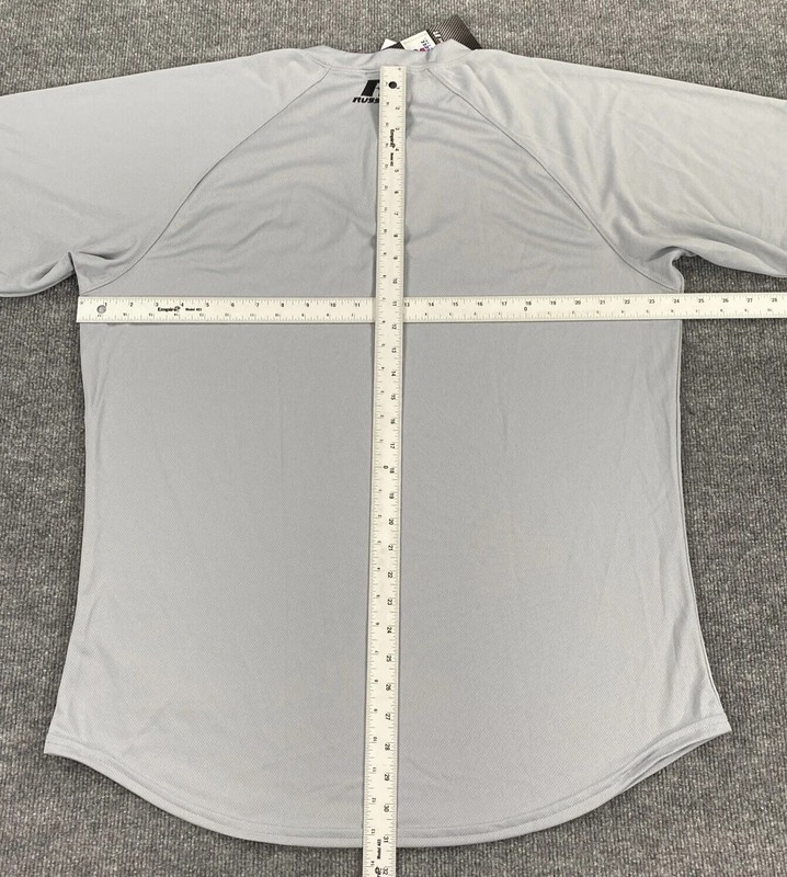 Russell Athletic Mens Two Button Placket Baseball Practice Jersey Grey Large gallery