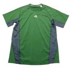 Adidas Climacool Shirt Mens Large Green Gray Short Sleeve Running Top Athletic